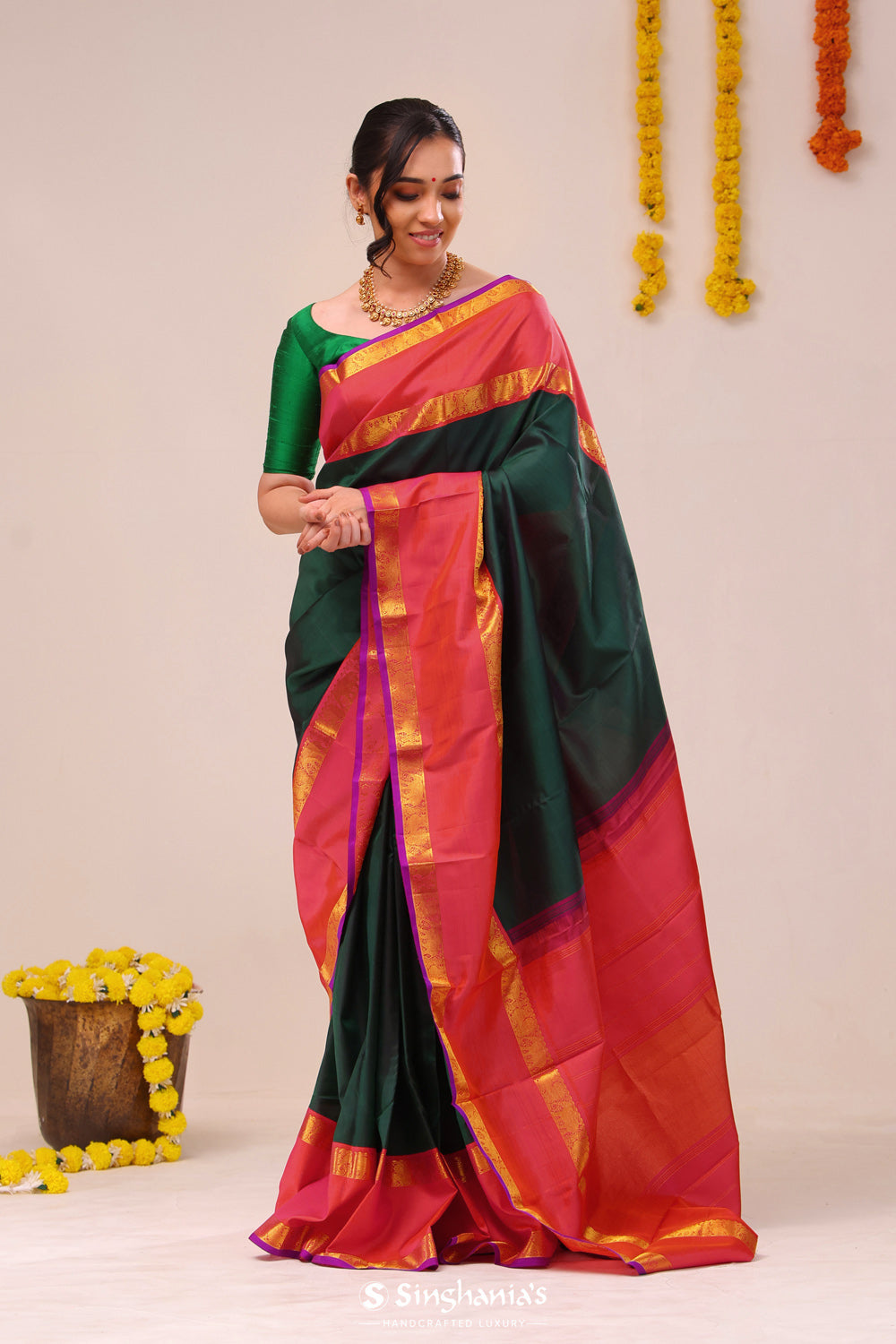 Sacramento Green Heritage Kanjivaram Silk Saree