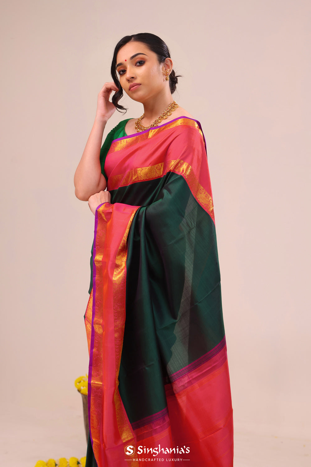 Sacramento Green Heritage Kanjivaram Silk Saree