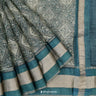 Ash Gray Printed Maheshwari Saree With Geometrical Pattern