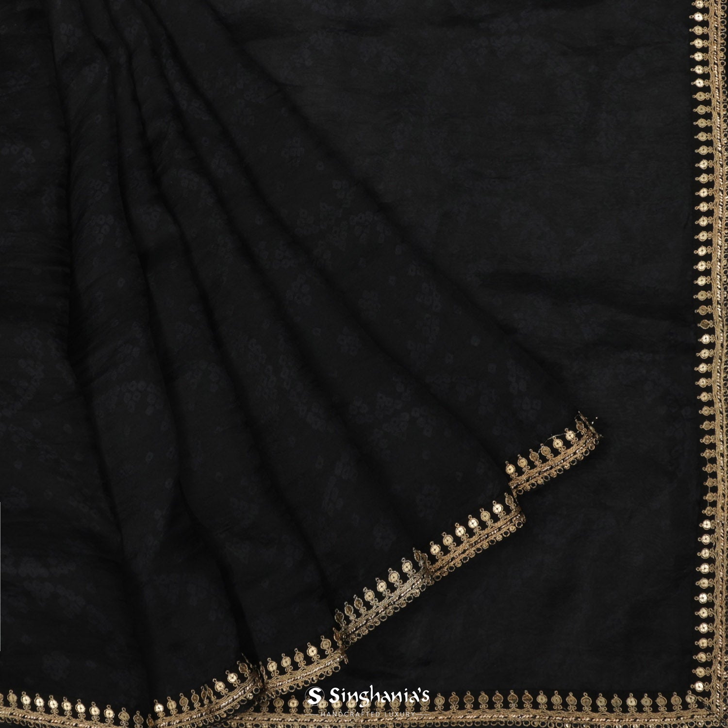 Black Organza Saree With Printed Matka Silk Saree With Bandhani Pattern