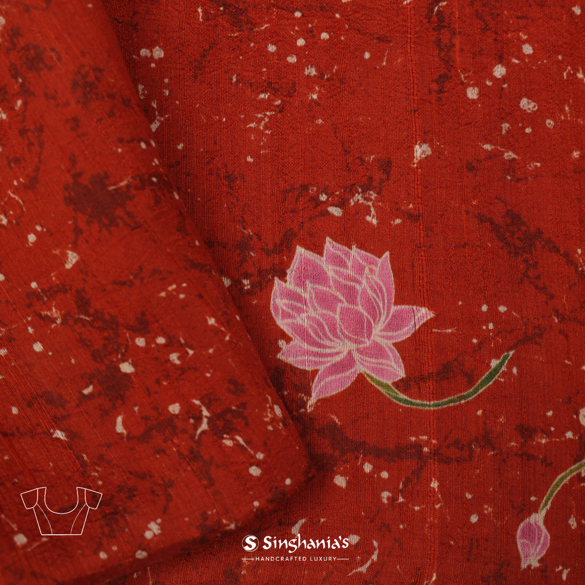 Auburn Red Tussar Silk Saree With Zari Woven In Flora-Fauna Pattern