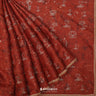 Auburn Red Tussar Silk Saree With Zari Woven In Flora-Fauna Pattern