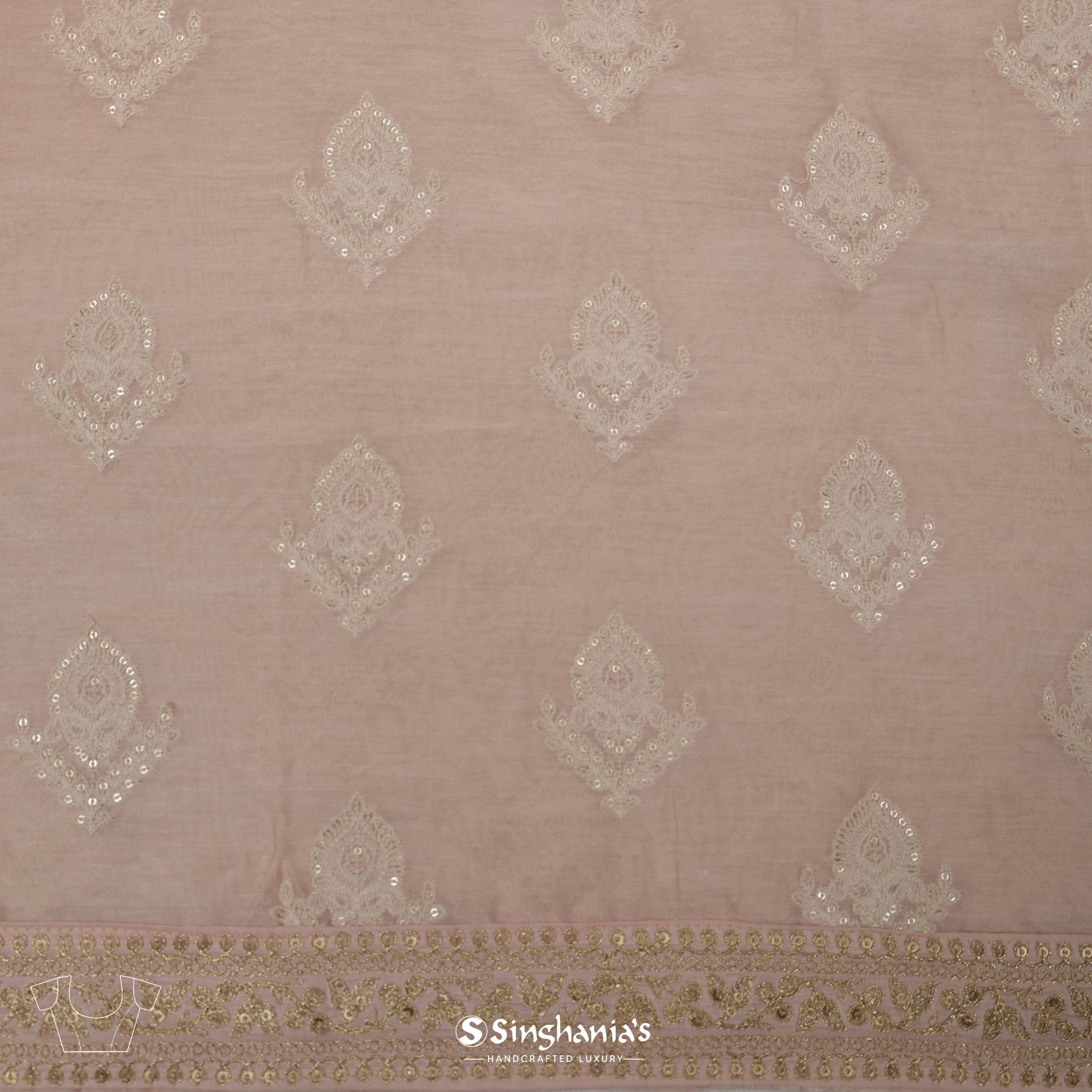 Pale Purple Organza Saree With Floral Embroidery