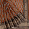 Mars Brown Printed Maheshwari Saree With Floral Pattern