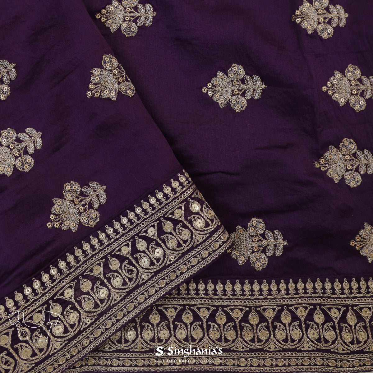 Faded Purple Tussar Silk Saree With Printed Floral Pattern