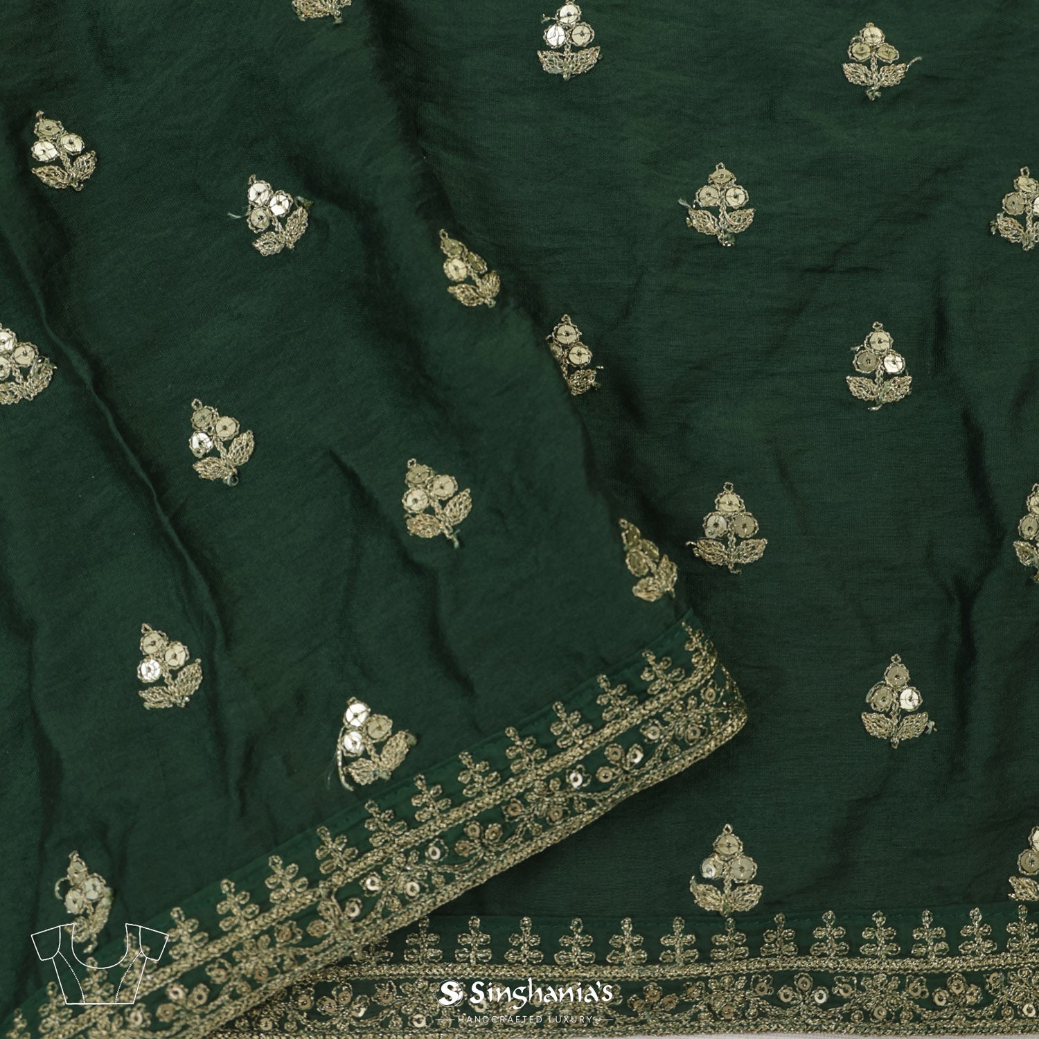 Green Multicolour Printed Tussar Saree With Stripes Pattern