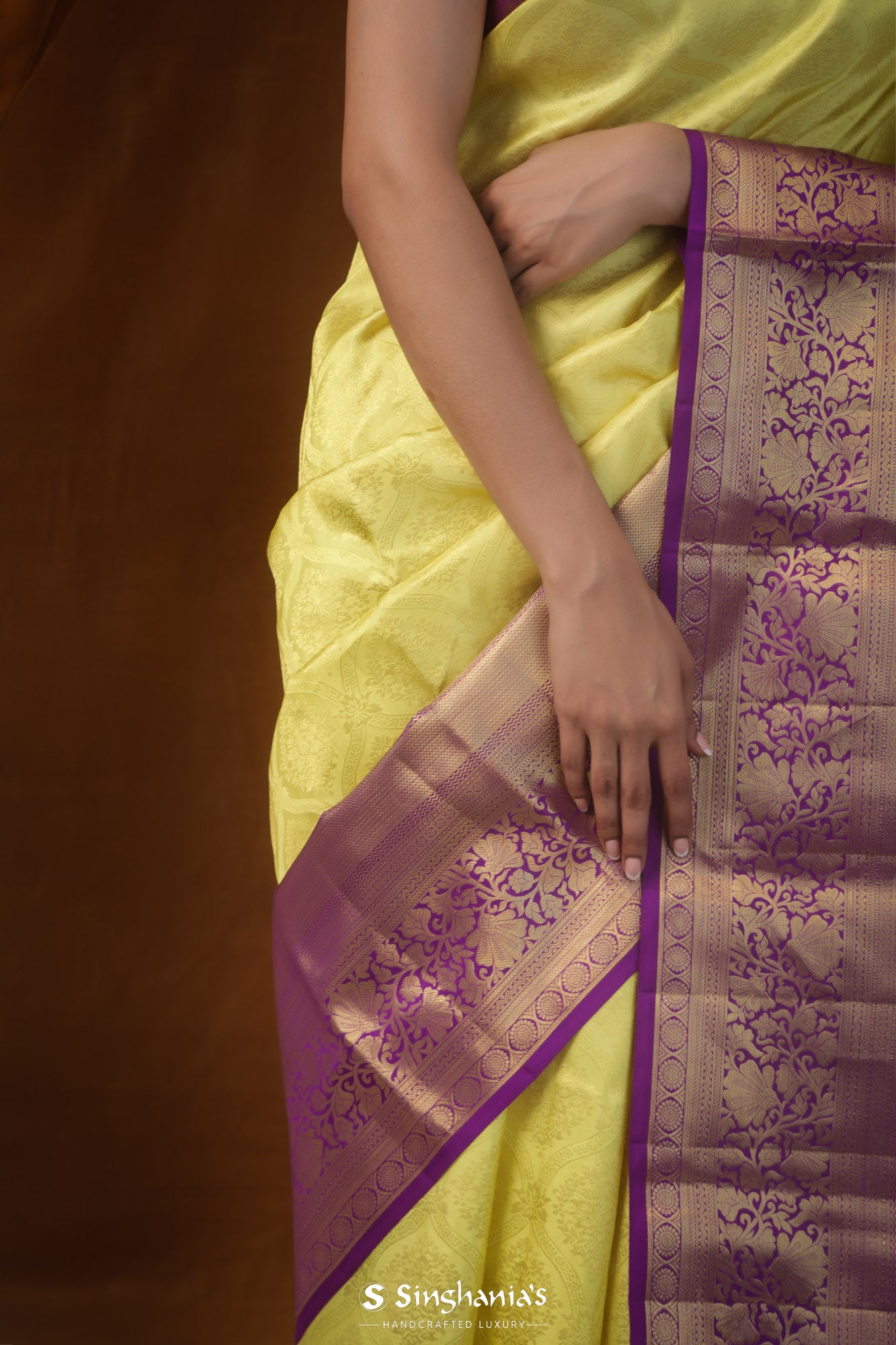 20% Off: Yellow Kanjeevaram Handloom Pure Silk Saree – Luxurion World