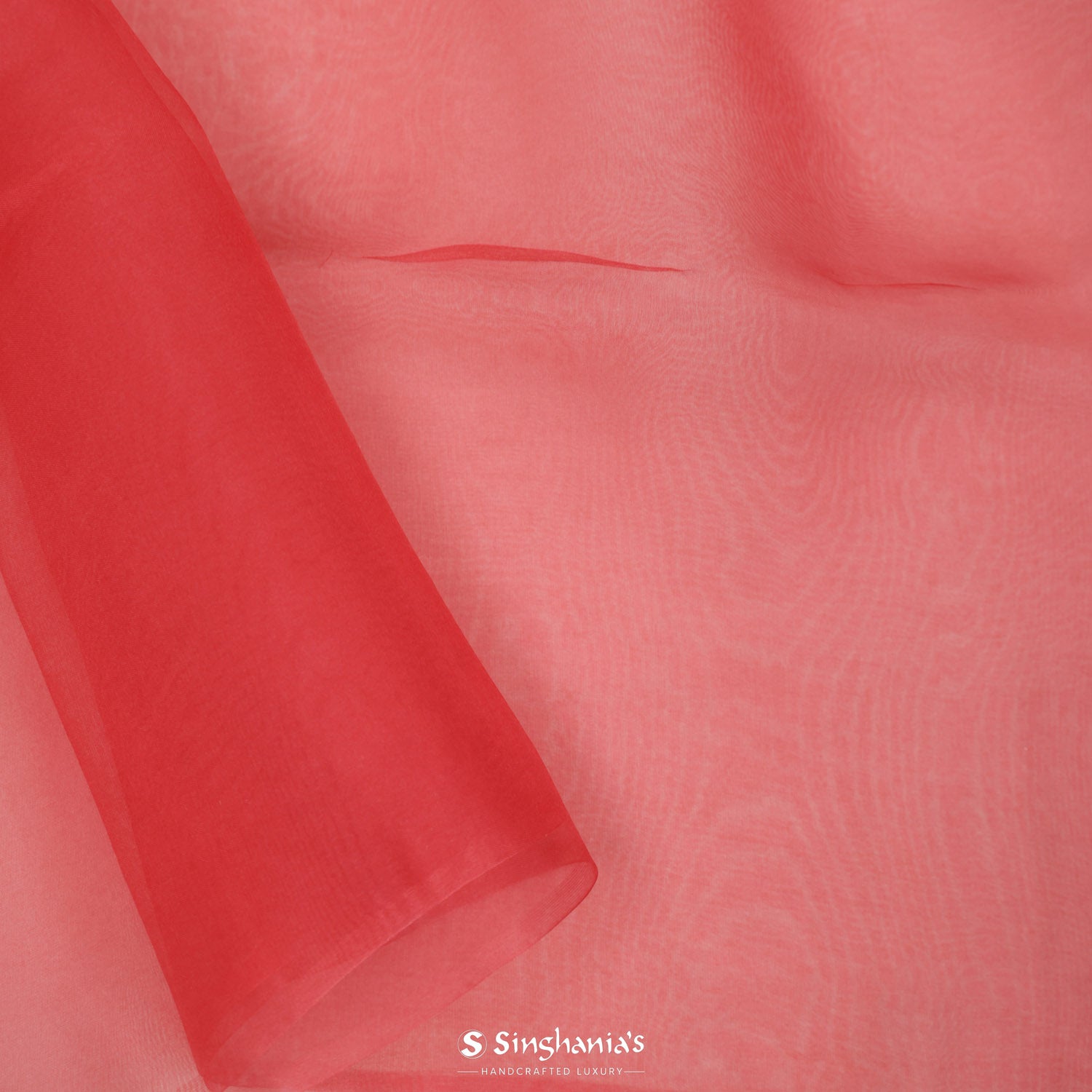Imperial Red Organza Saree With Floral Printed Pattern