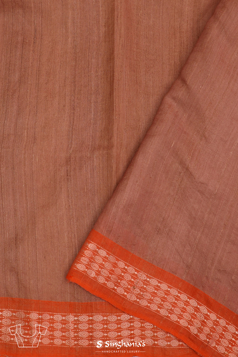 Chocolate Brown Printed Tussar Silk Saree