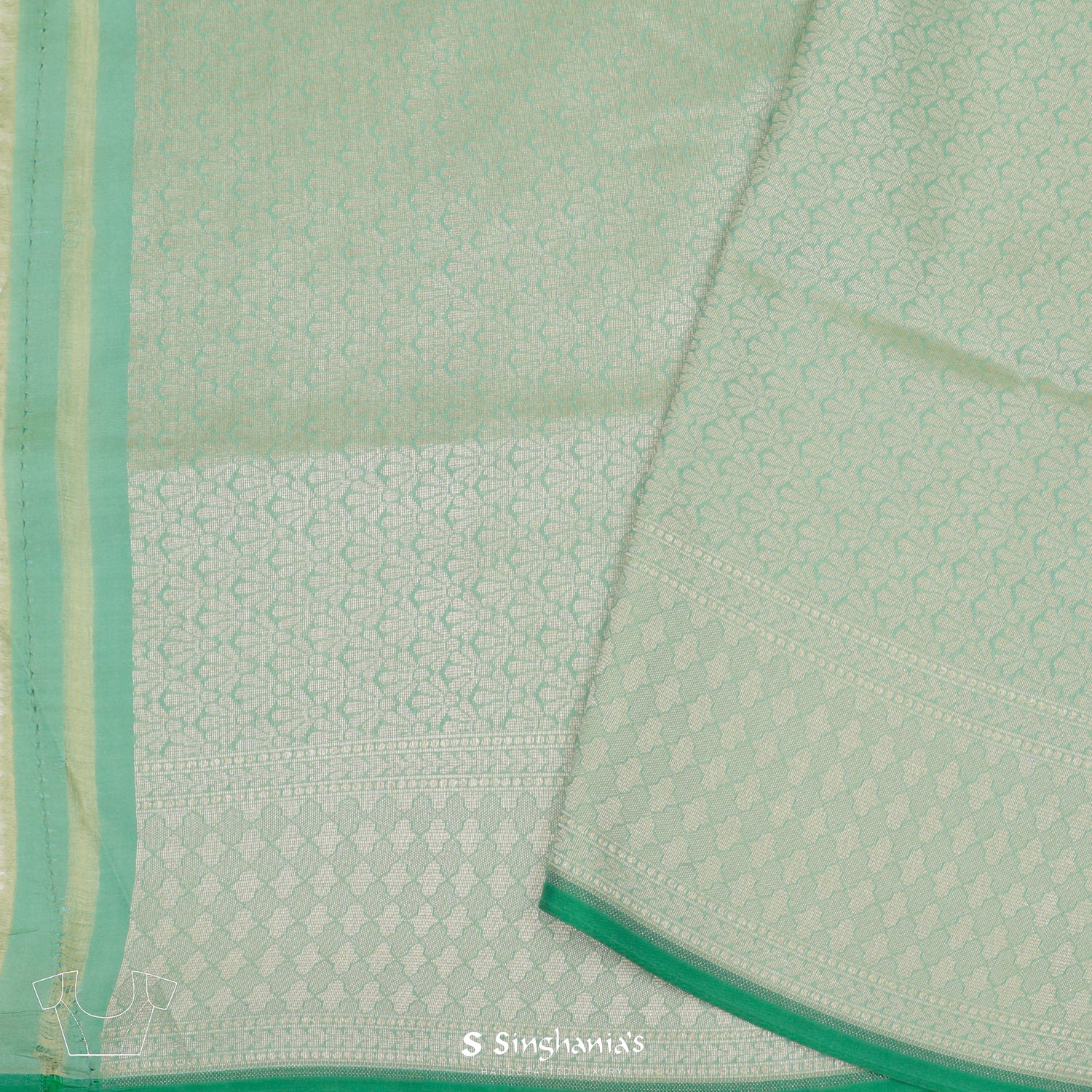 Bright Aero Blue Silk Saree With Banarasi Weaving