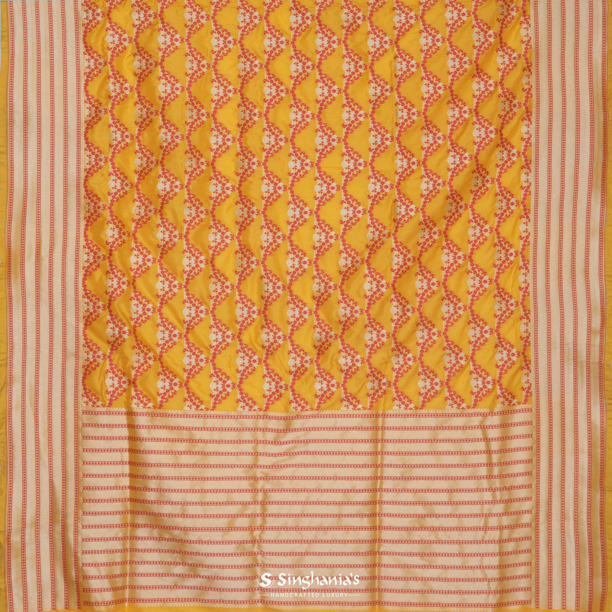 Colza Yellow Silk Saree With Banarasi Weaving