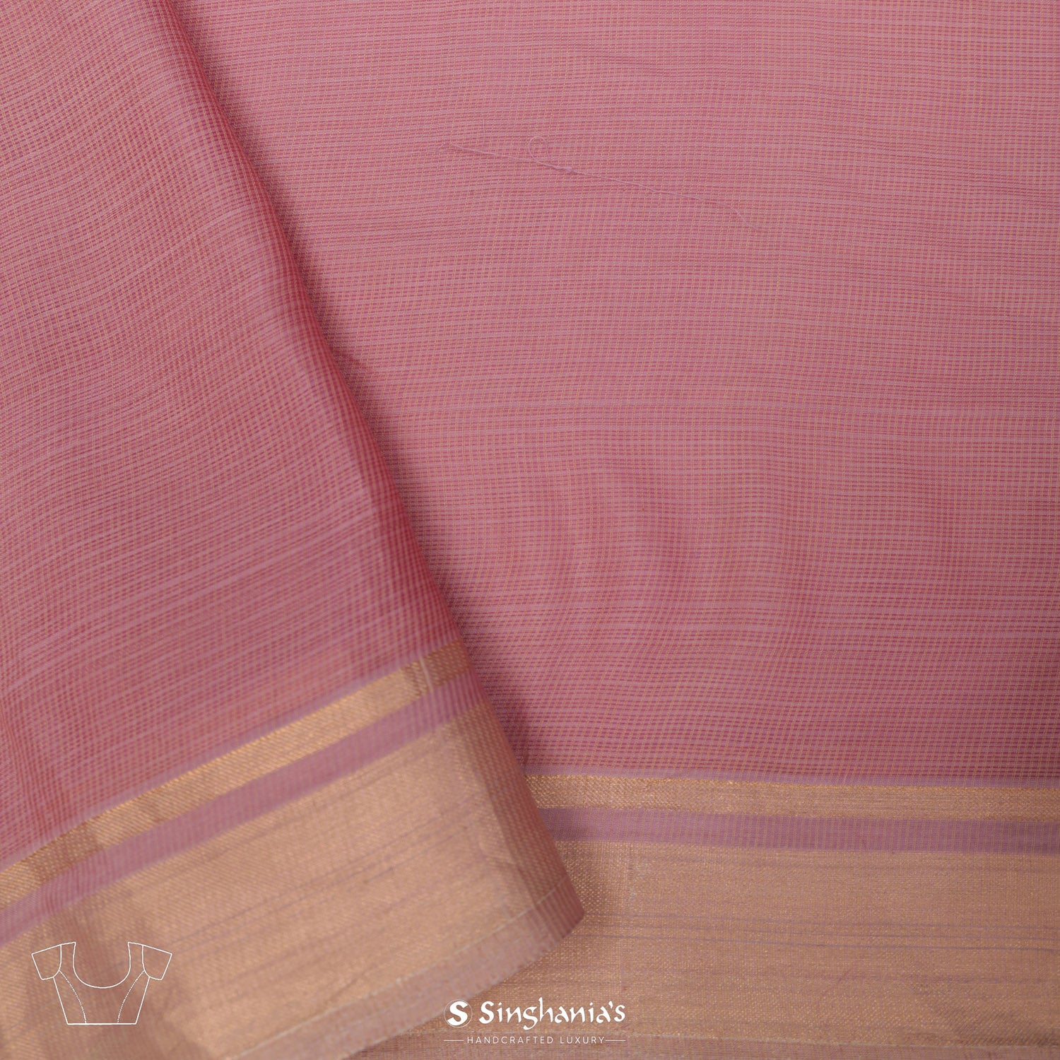 Light Pink Kota Silk Saree With Mukaish Work In Floral Pattern