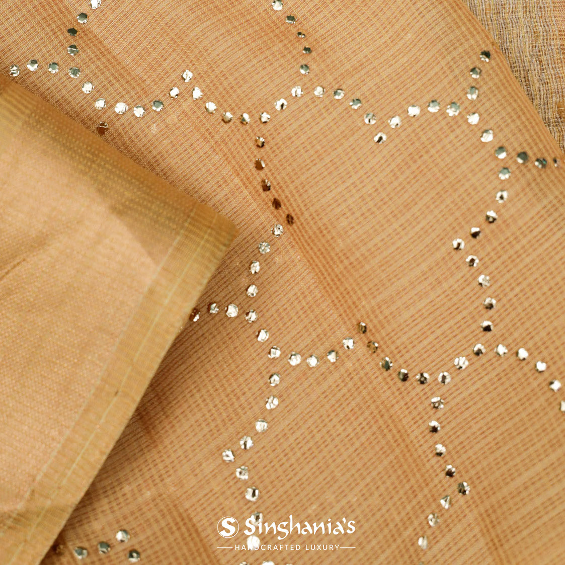 Canvas Brown Kota Saree With Foil Print