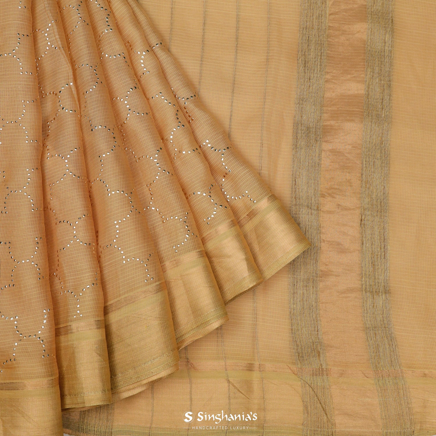 Canvas Brown Kota Saree With Foil Print