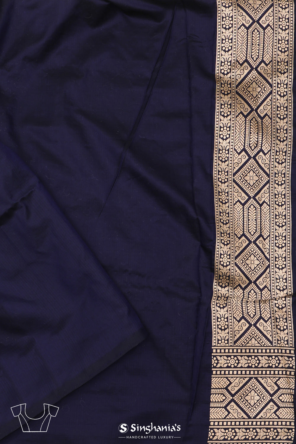 Dark Blue Chiniya Banarasi Silk Saree