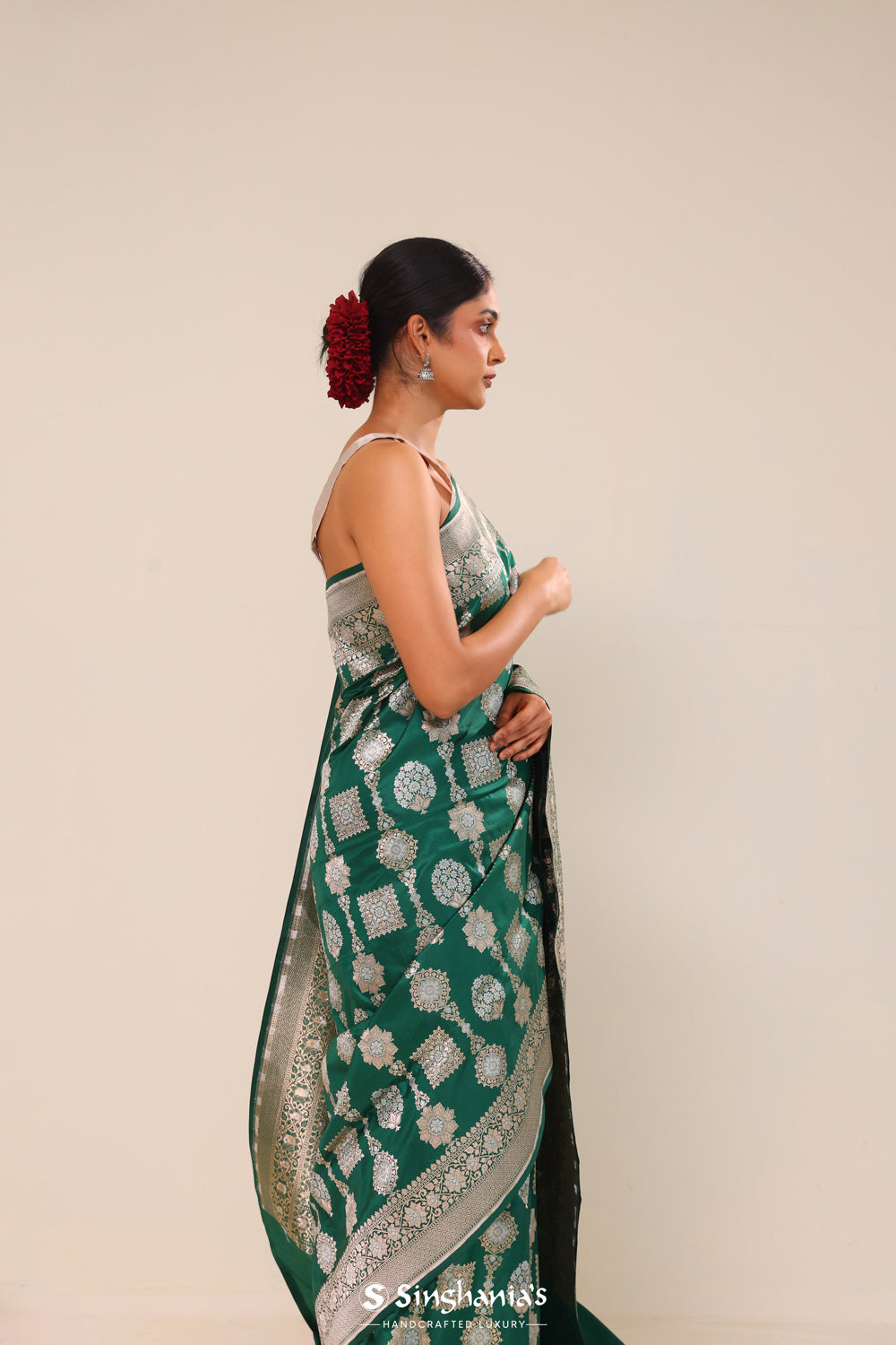 Castleton Green Floral Banarasi Silk Saree