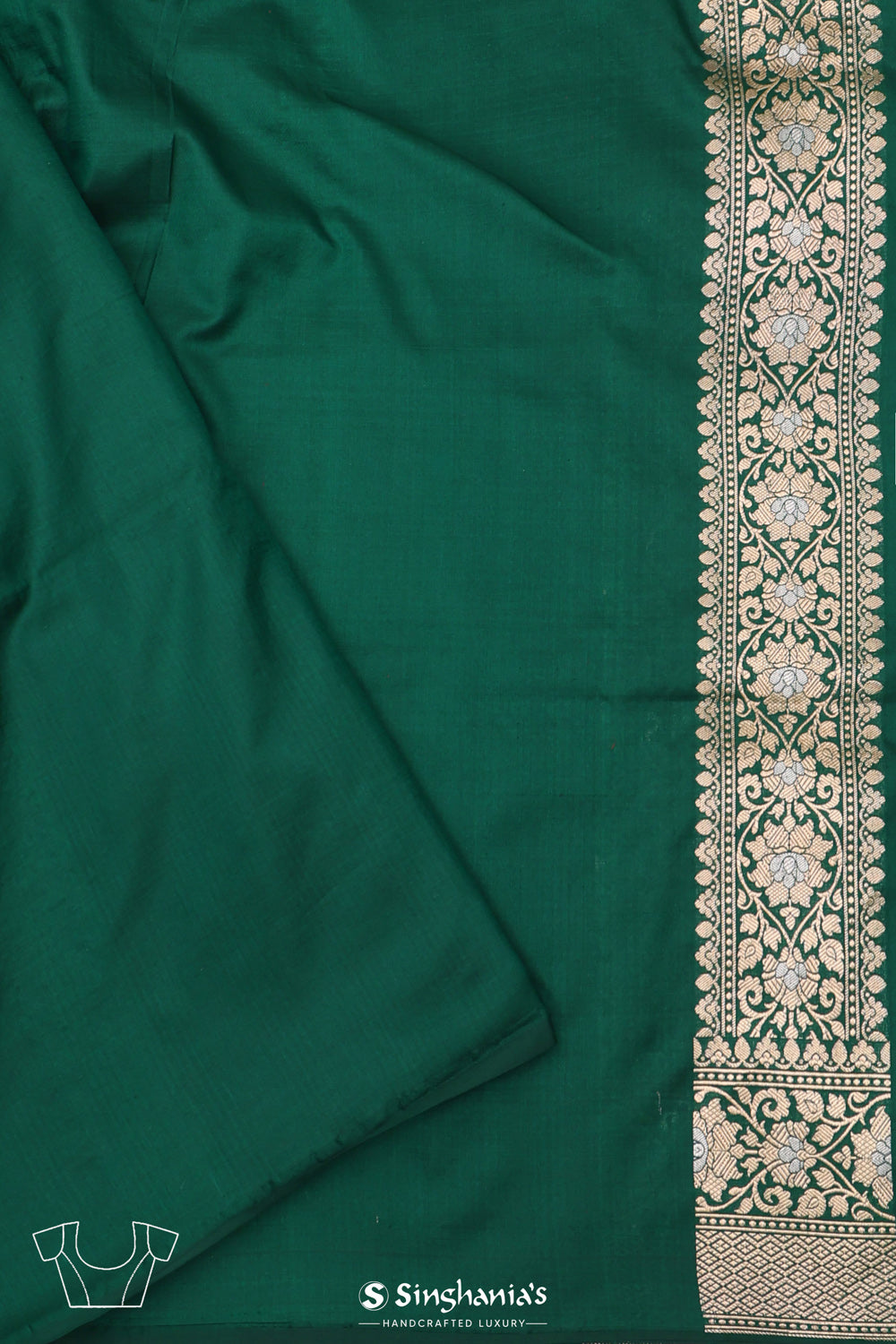 Castleton Green Floral Banarasi Silk Saree