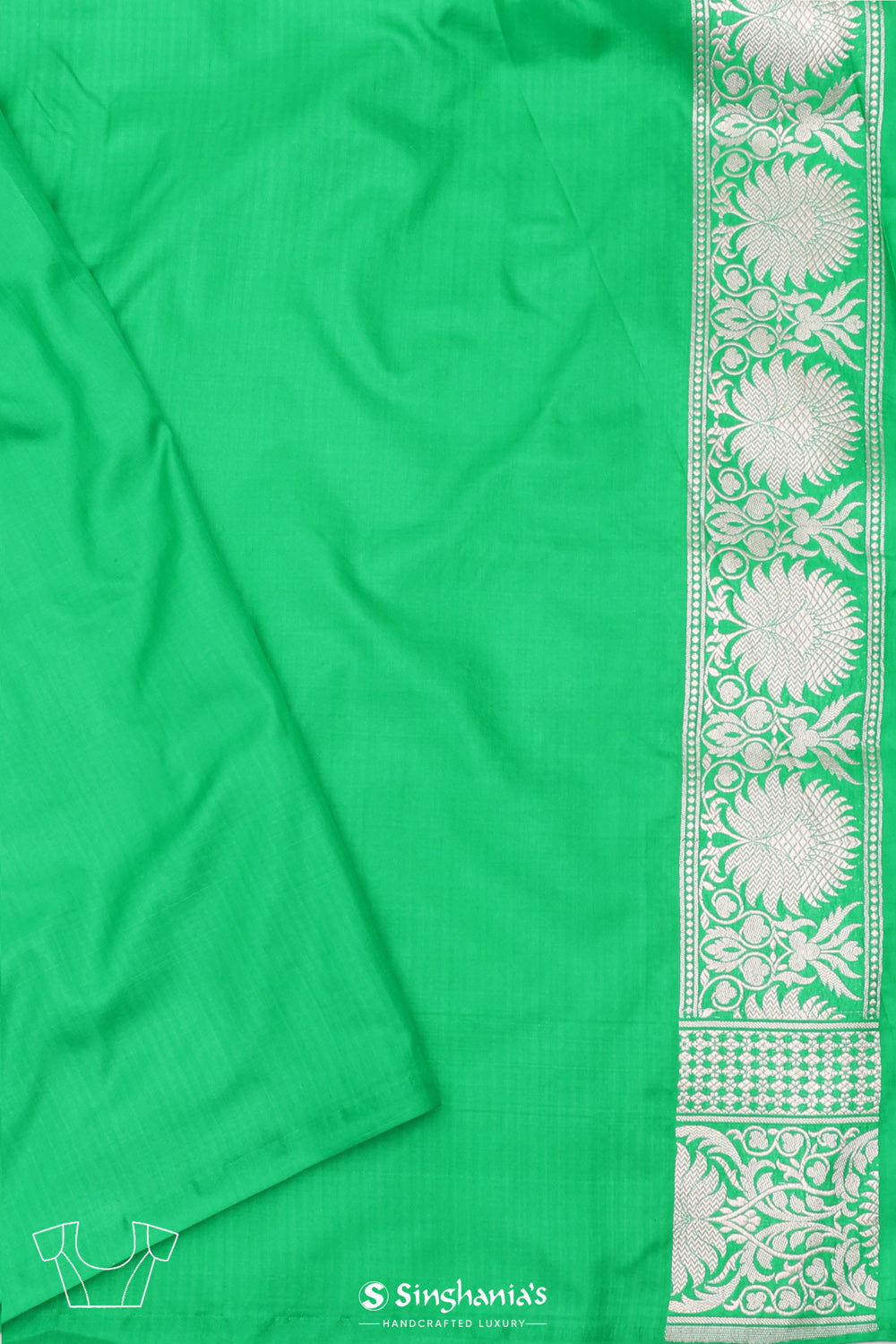 Pantone Green Chiniya Banarasi Silk Saree