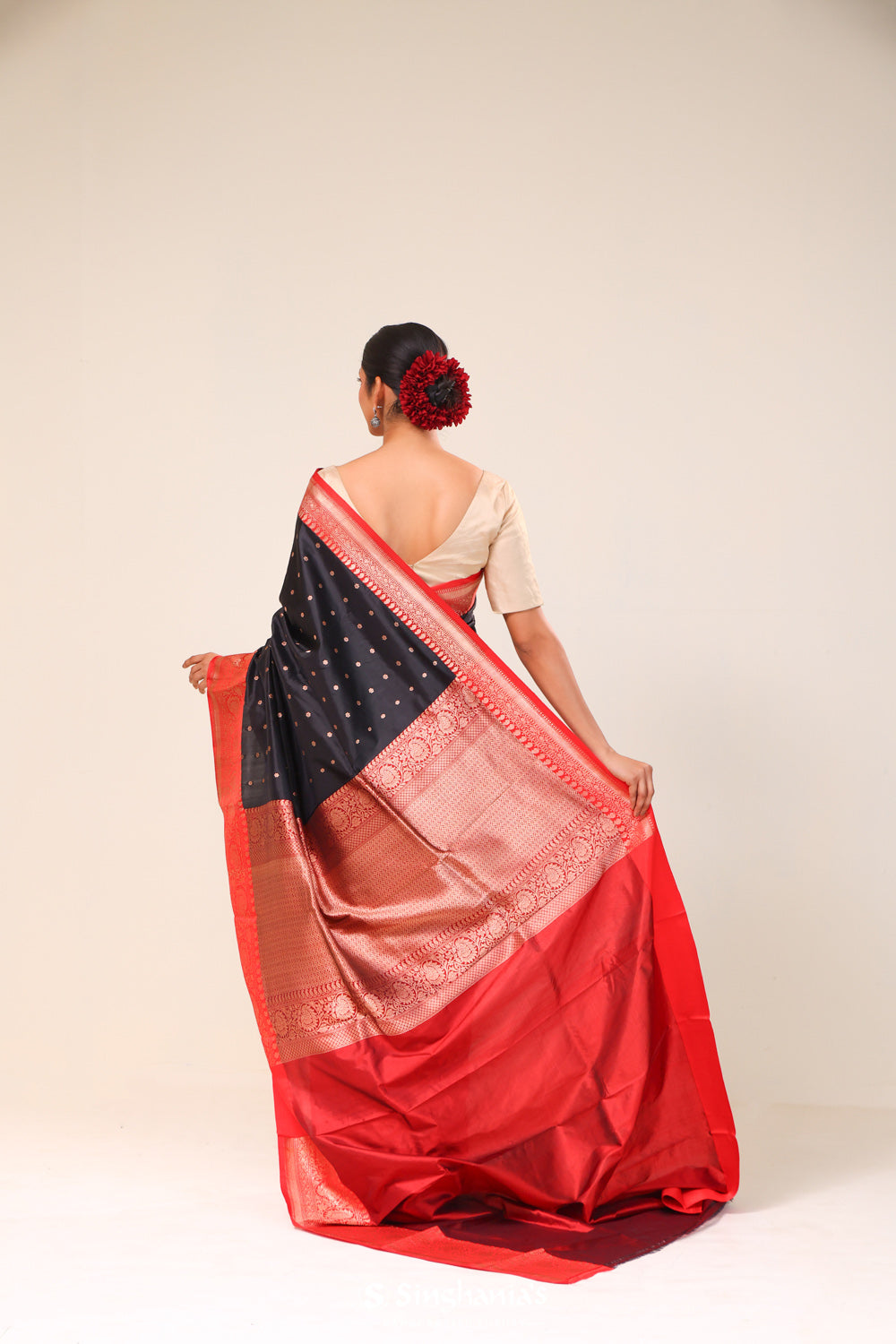 Night Black Chiniya Banarasi Silk Saree