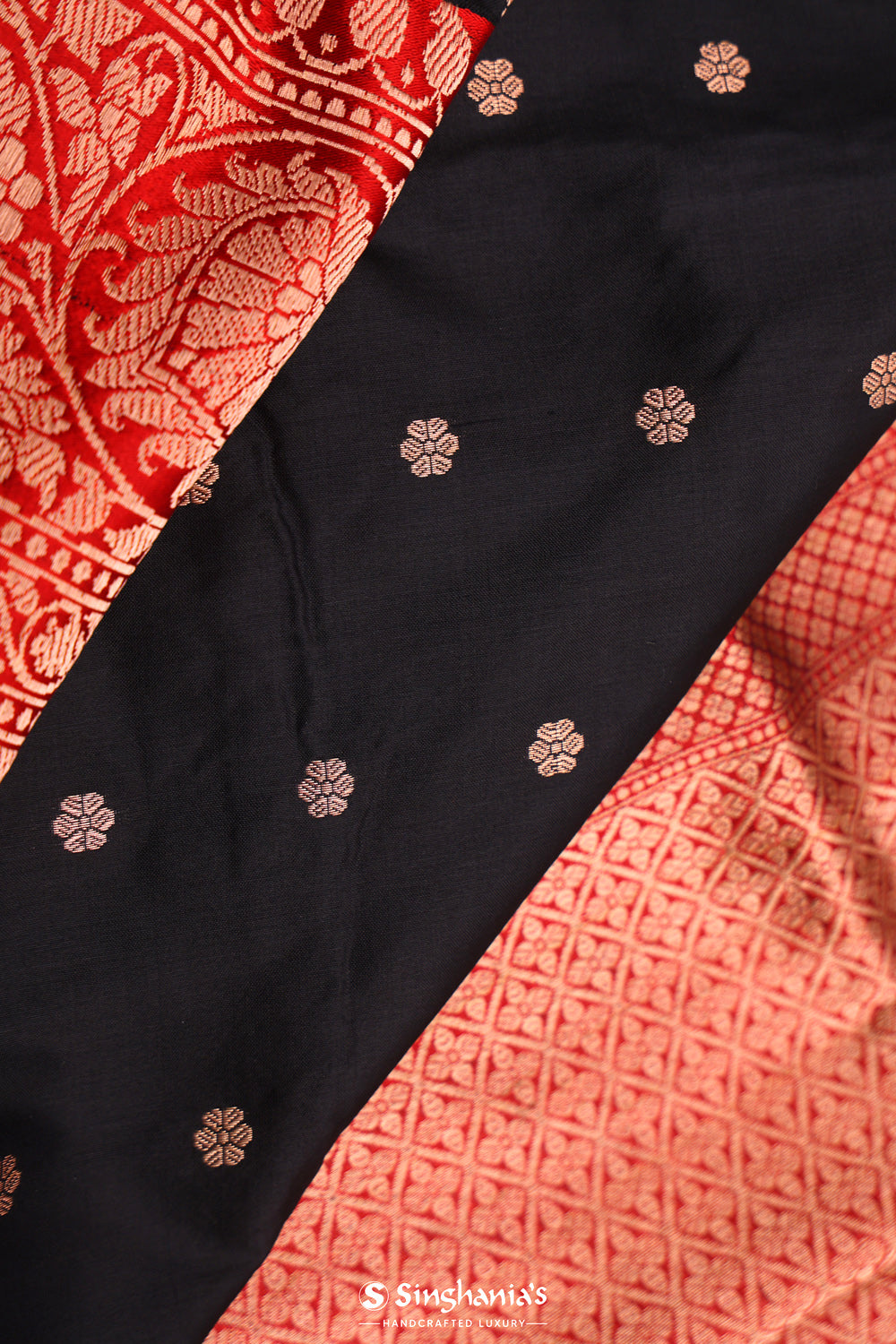 Night Black Chiniya Banarasi Silk Saree