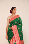 Cadmium Green Chiniya Banarasi Silk Saree