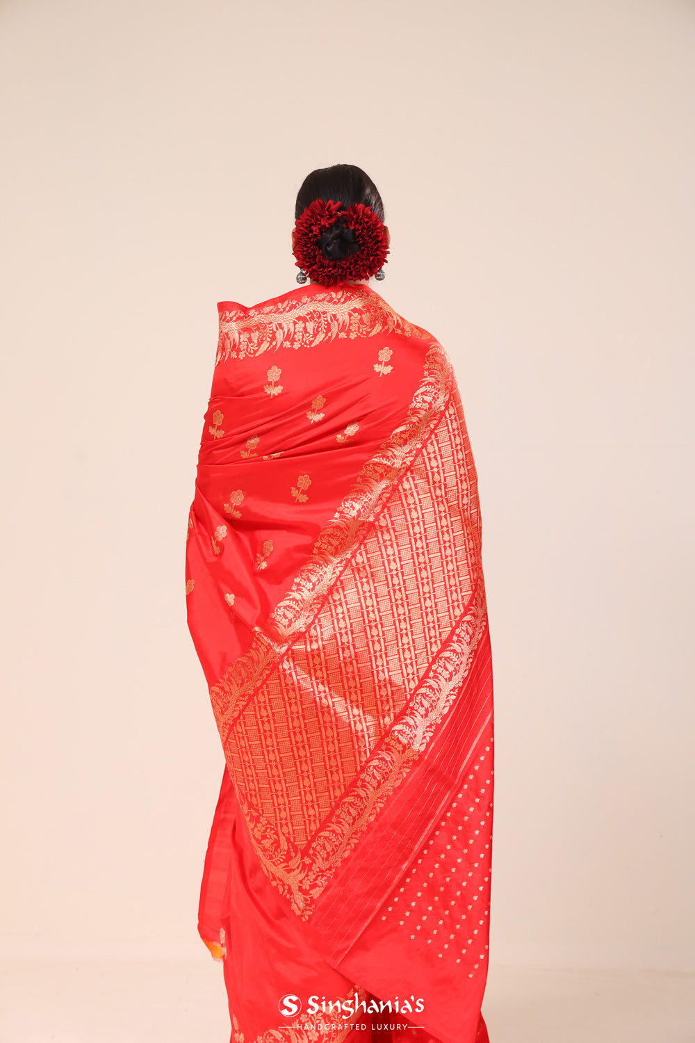 Imperial Red Chiniya Banarasi Silk Saree