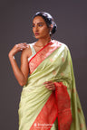 Gin Green Floral Butta Banarasi Silk Saree