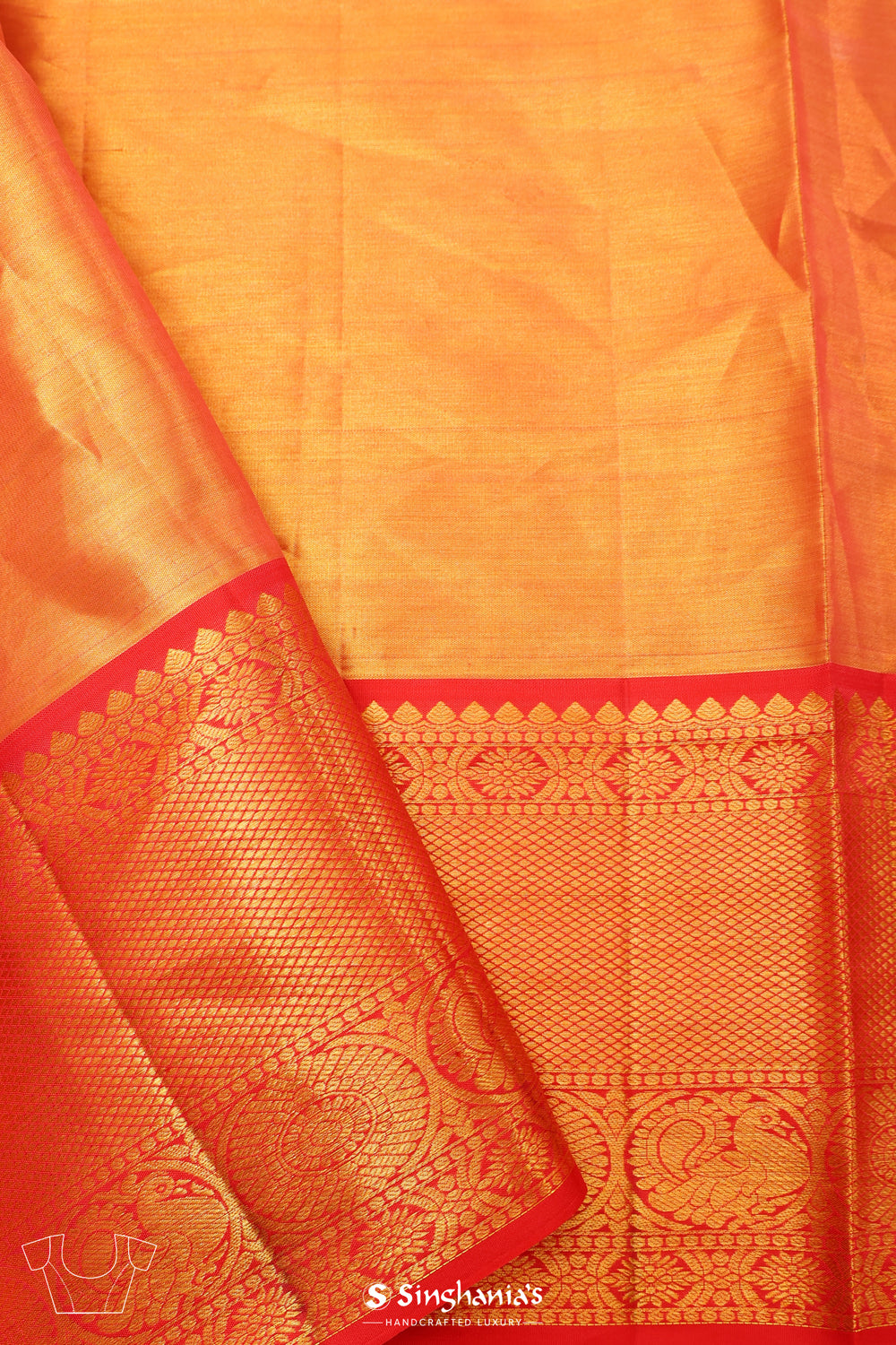 Puce Pink Tissue Kanjivaram Saree With Floral Pattern