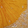 Colza Yellow Satin Saree With Hand Embroidery
