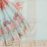 Celeste Blue Printed Maheshwari Saree With Floral Jaal Design