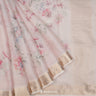 Pale Purple Printed Maheshwari Saree With Floral Pattern