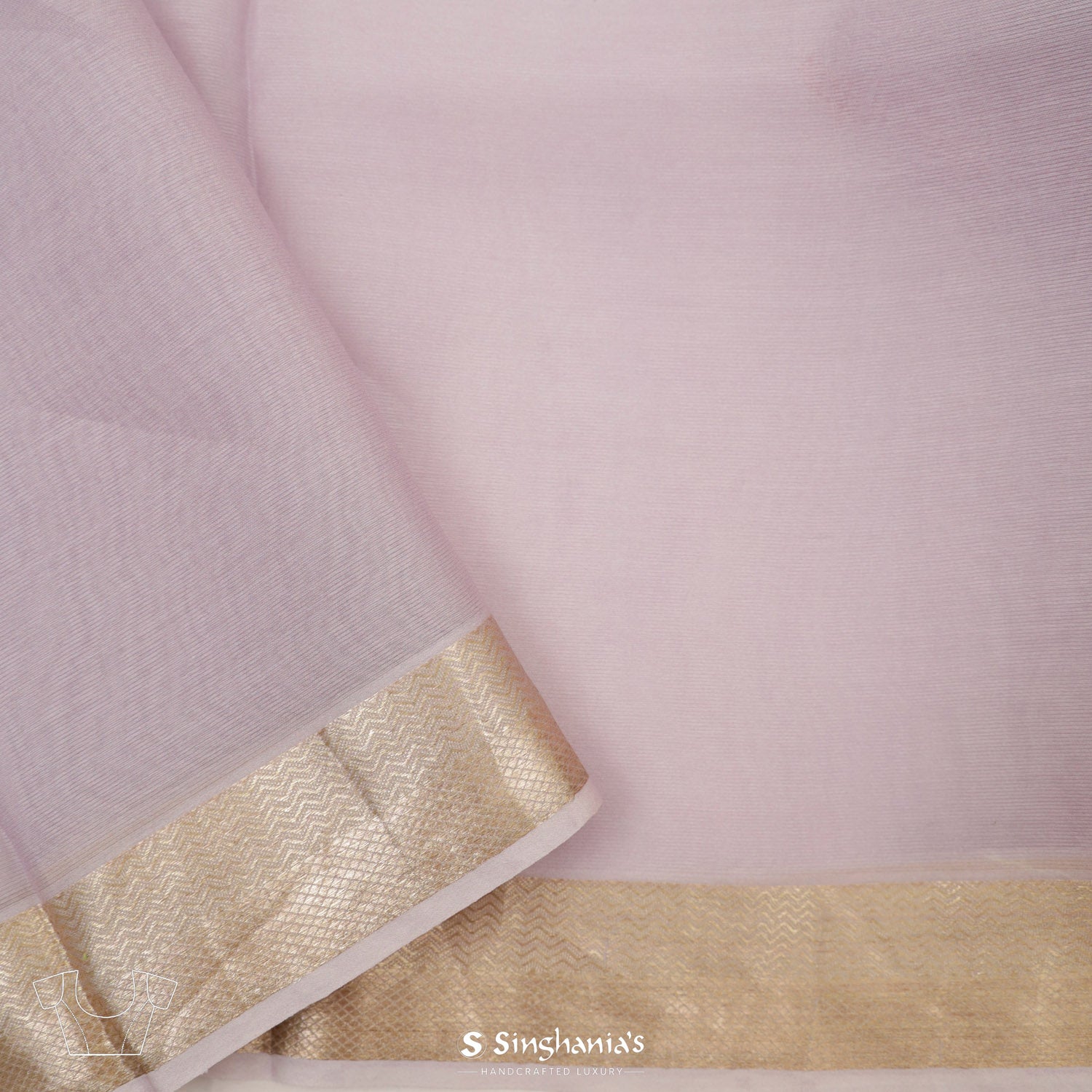Very Pale Cream Purple Printed Maheshwari Saree With Floral Pattern