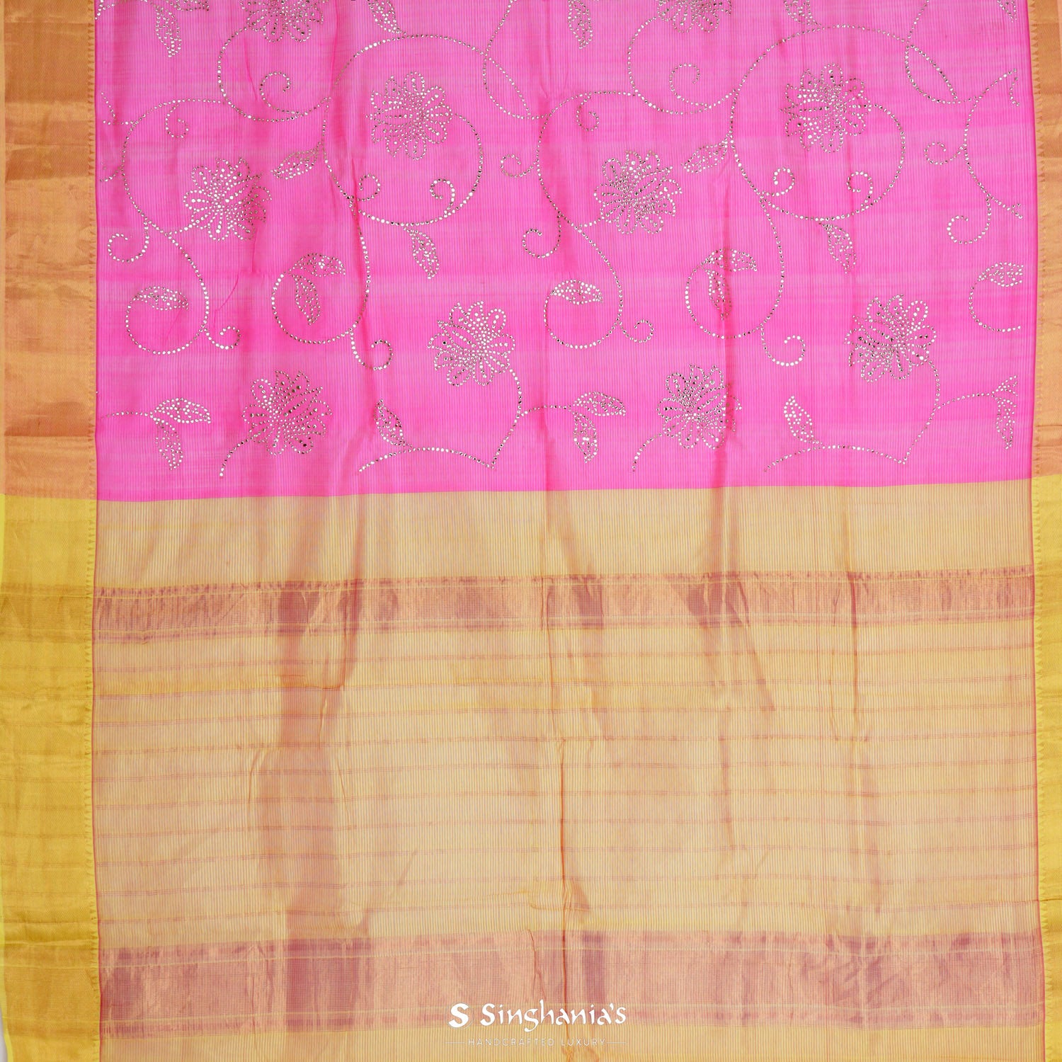Magenta Rich Pink Silk Saree With Foil Print