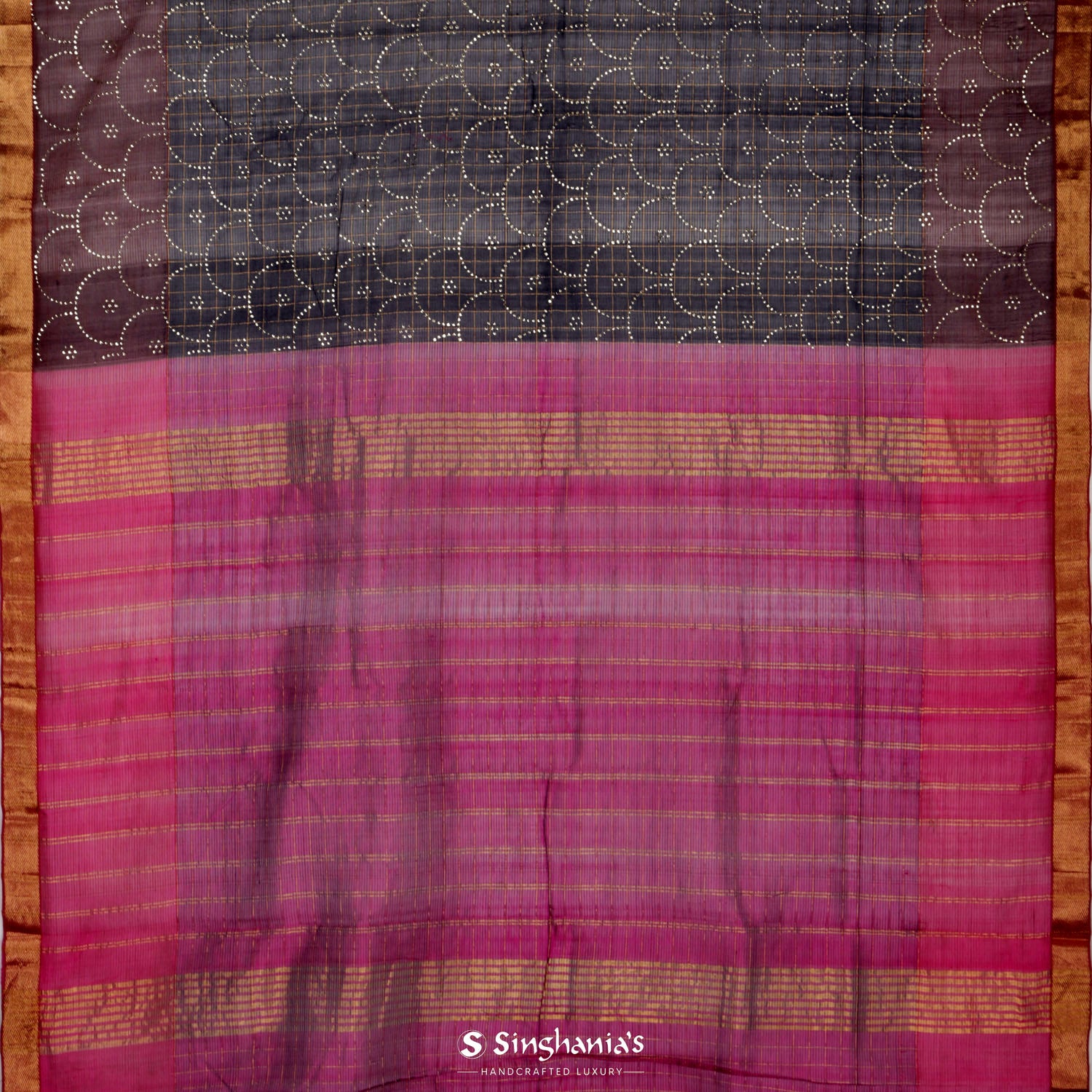Tech Black Silk Saree With Foil Print