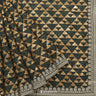 Kombu Green Printed Linen Saree With Floral Pattern & Foil Work