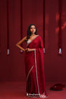 Deep Maroon Silk Saree With Hand Embroidery