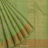 Asparagus Green Tussar Saree With Floral Embroidery