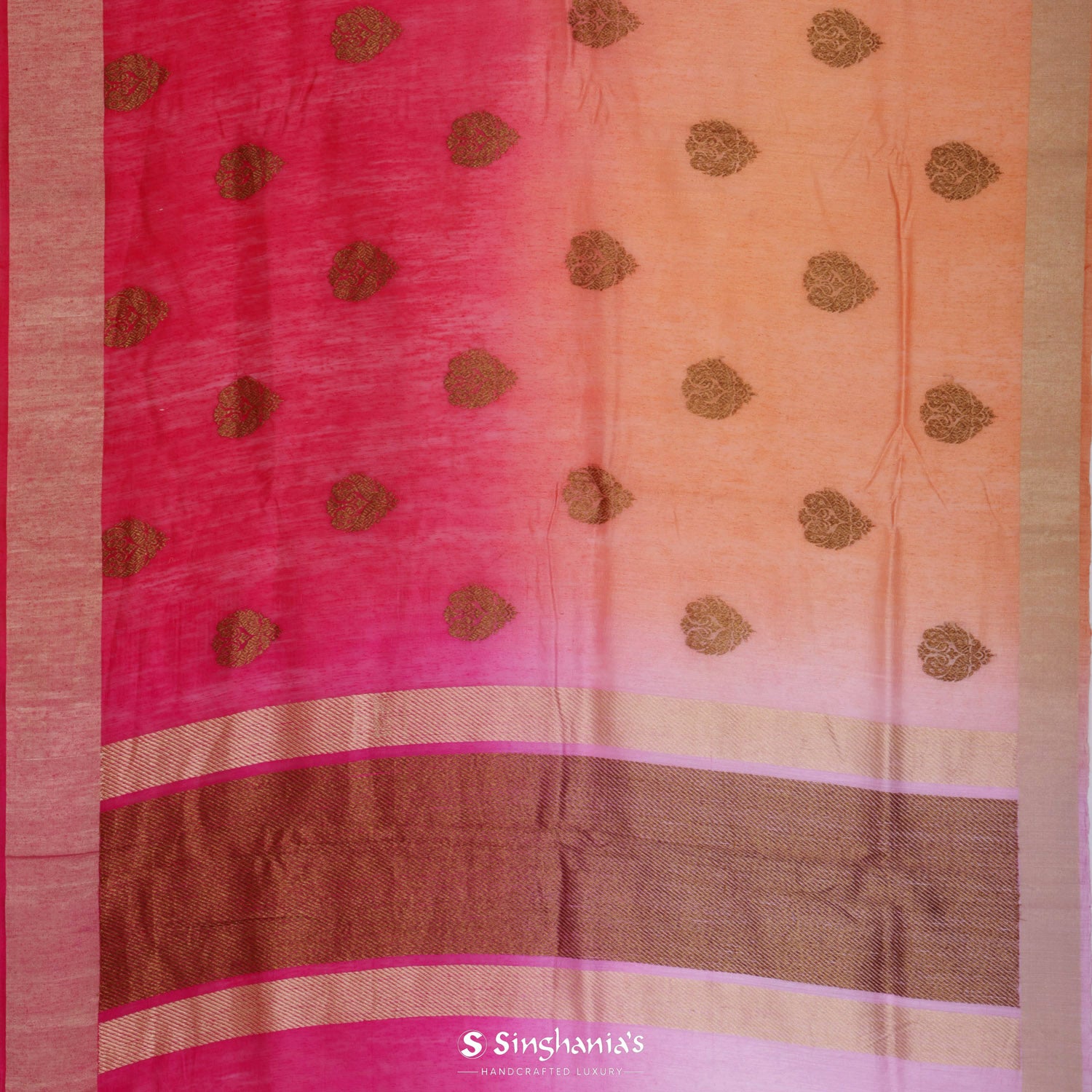 Dark Pink Matka Silk Saree With Banarasi Weaving