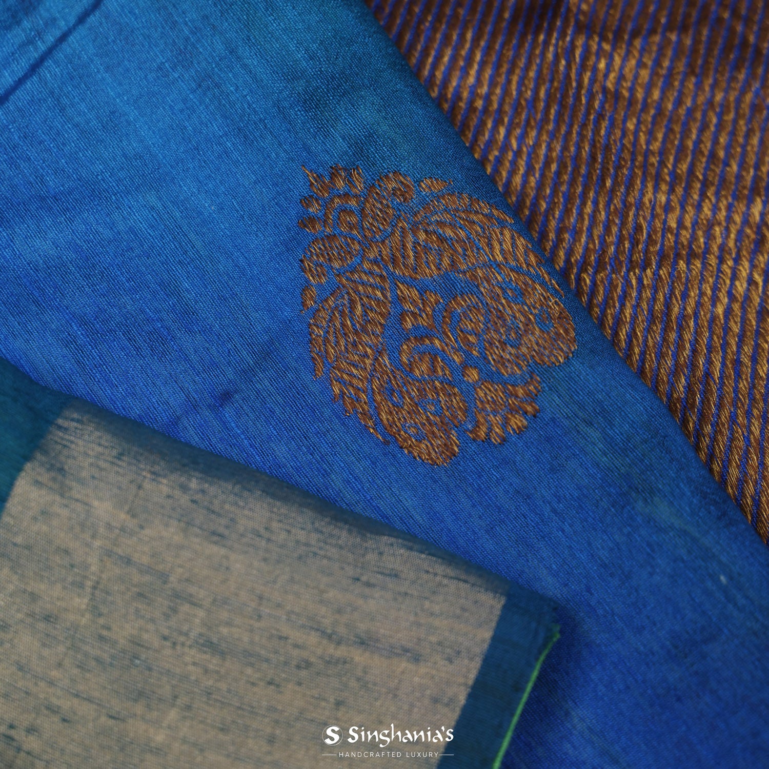 Blue Multi Shade Matka Silk Saree With Floral Buttis