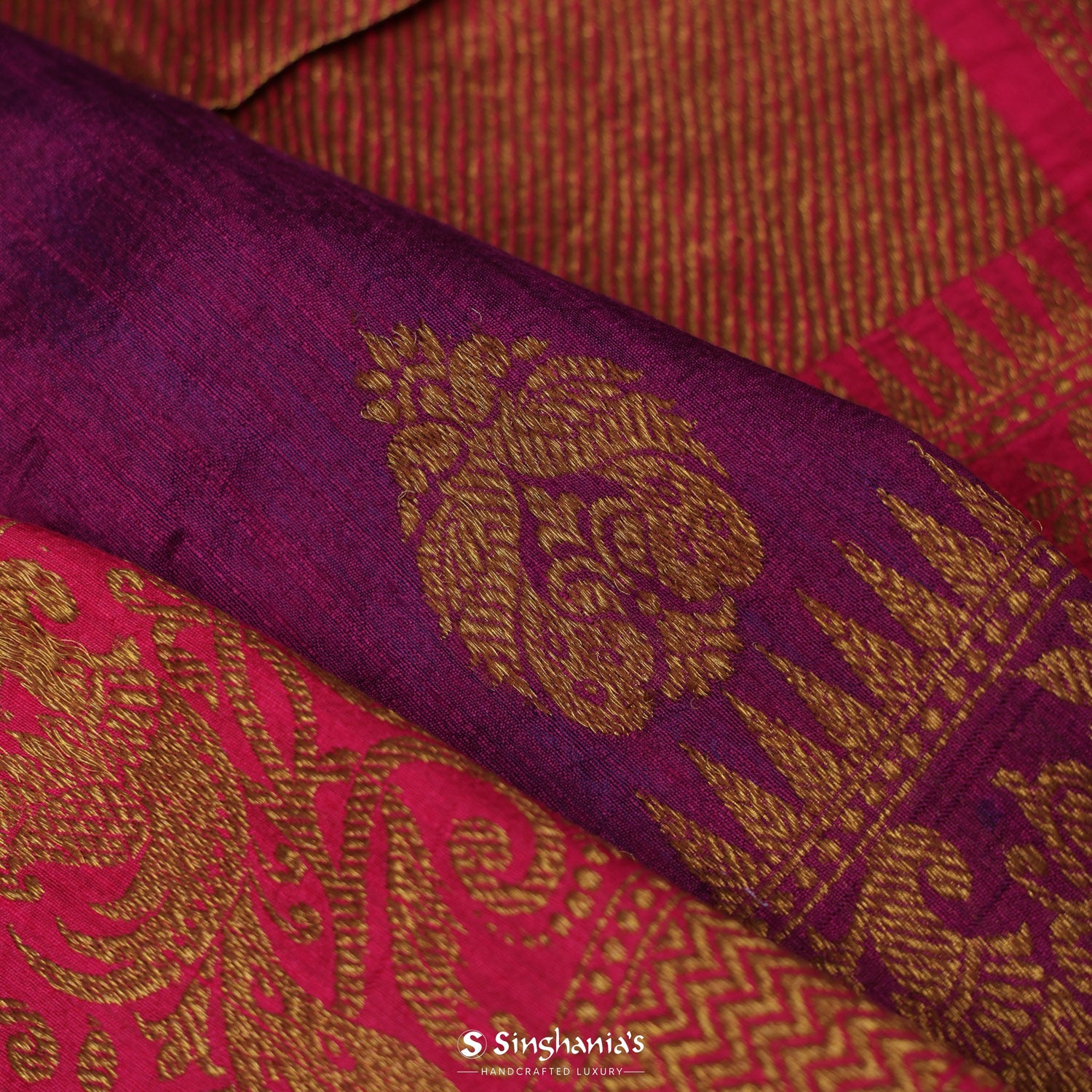 Pinkish Purple Matka Saree With Banarasi Weaving