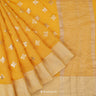 Amber Yellow Linen Saree With Mukaish Work In Floral Motifs