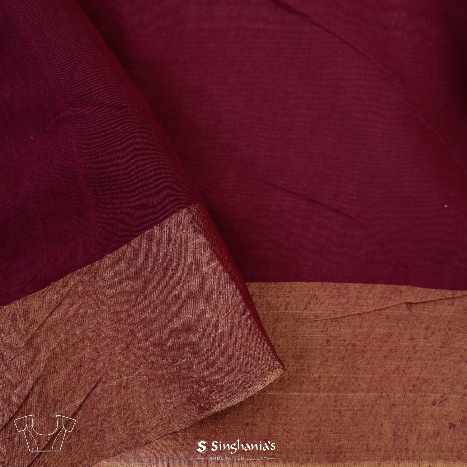 Hibiscus Red Linen Saree With Mukaish Work In Abstract Pattern