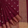 Hibiscus Red Linen Saree With Mukaish Work In Abstract Pattern
