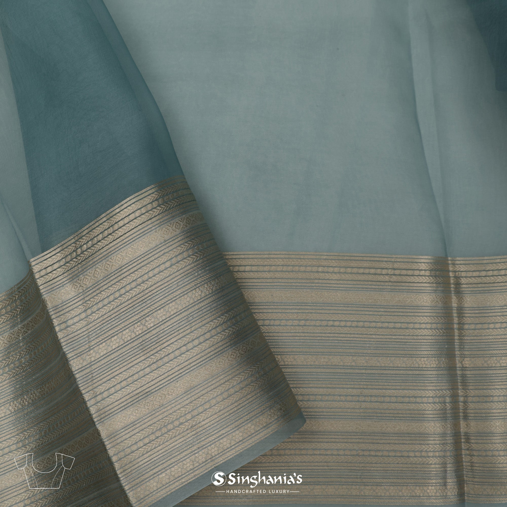 Templeton Gray Organza Saree With Embroidery