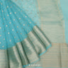 Electric Blue Organza Saree With Floral Motifs In Sequin Work