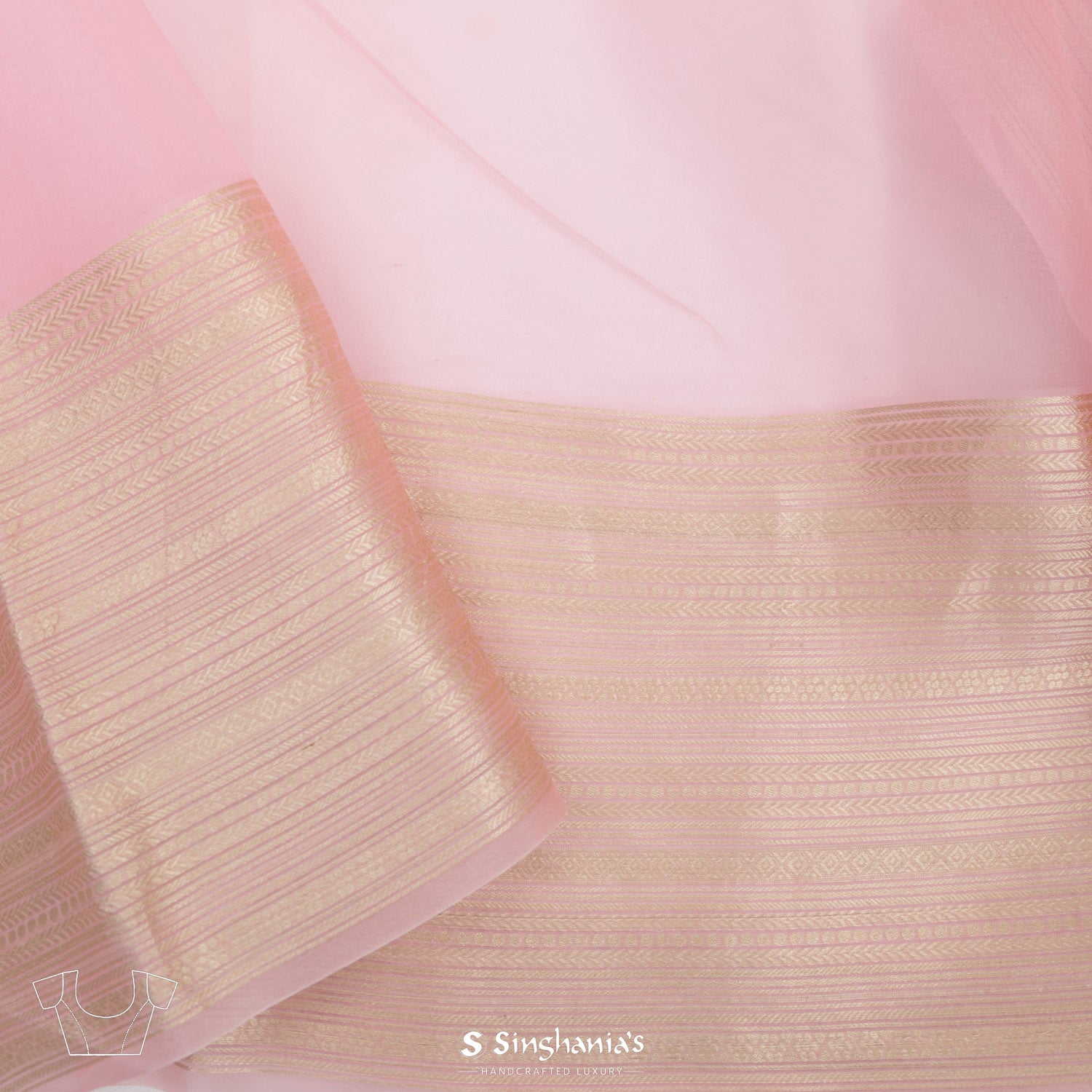 Pastel Pink Organza Saree With Sequin Emboidery Work