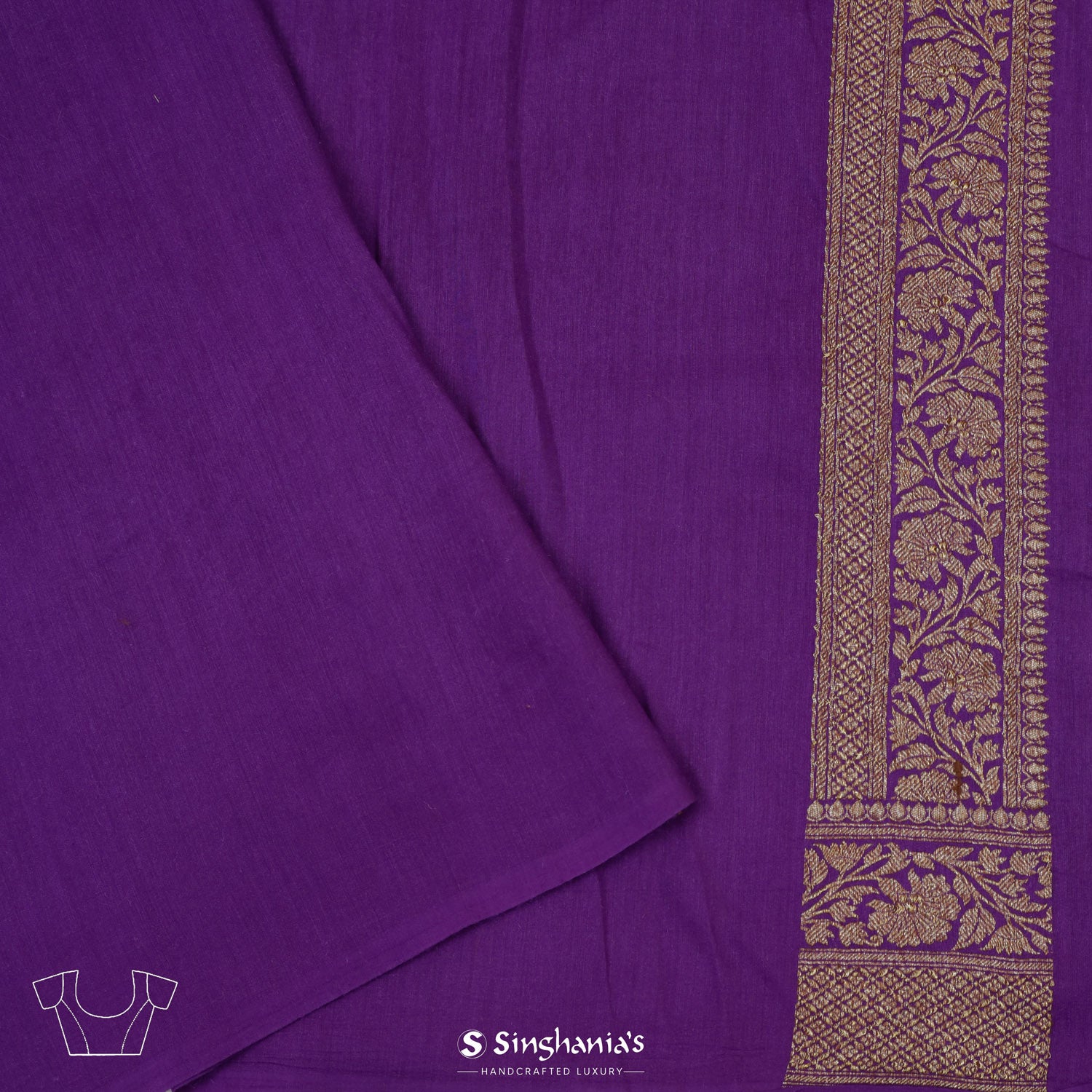 Eminence Purple Moonga Saree With Floral Weaving