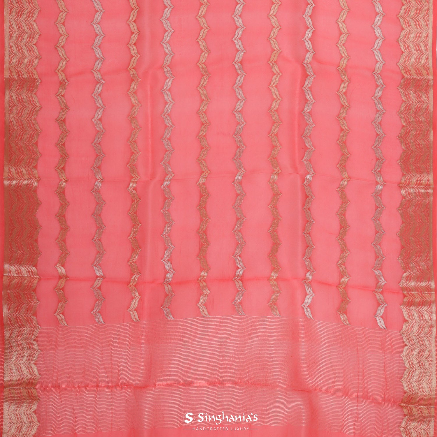 Imperial Red Organza Saree With Banarasi Weaving