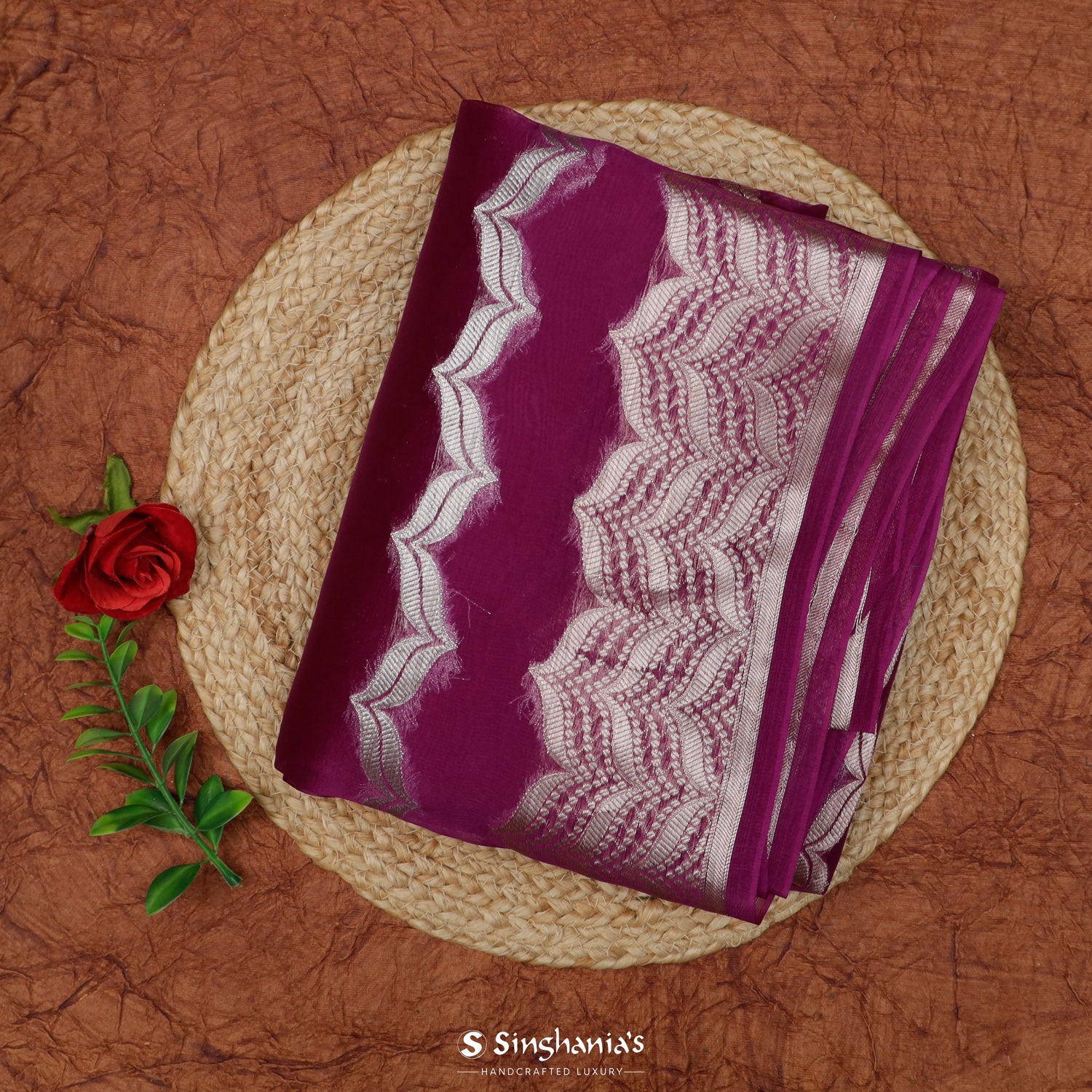 Mulberry Organza Saree With Banarasi Weaving