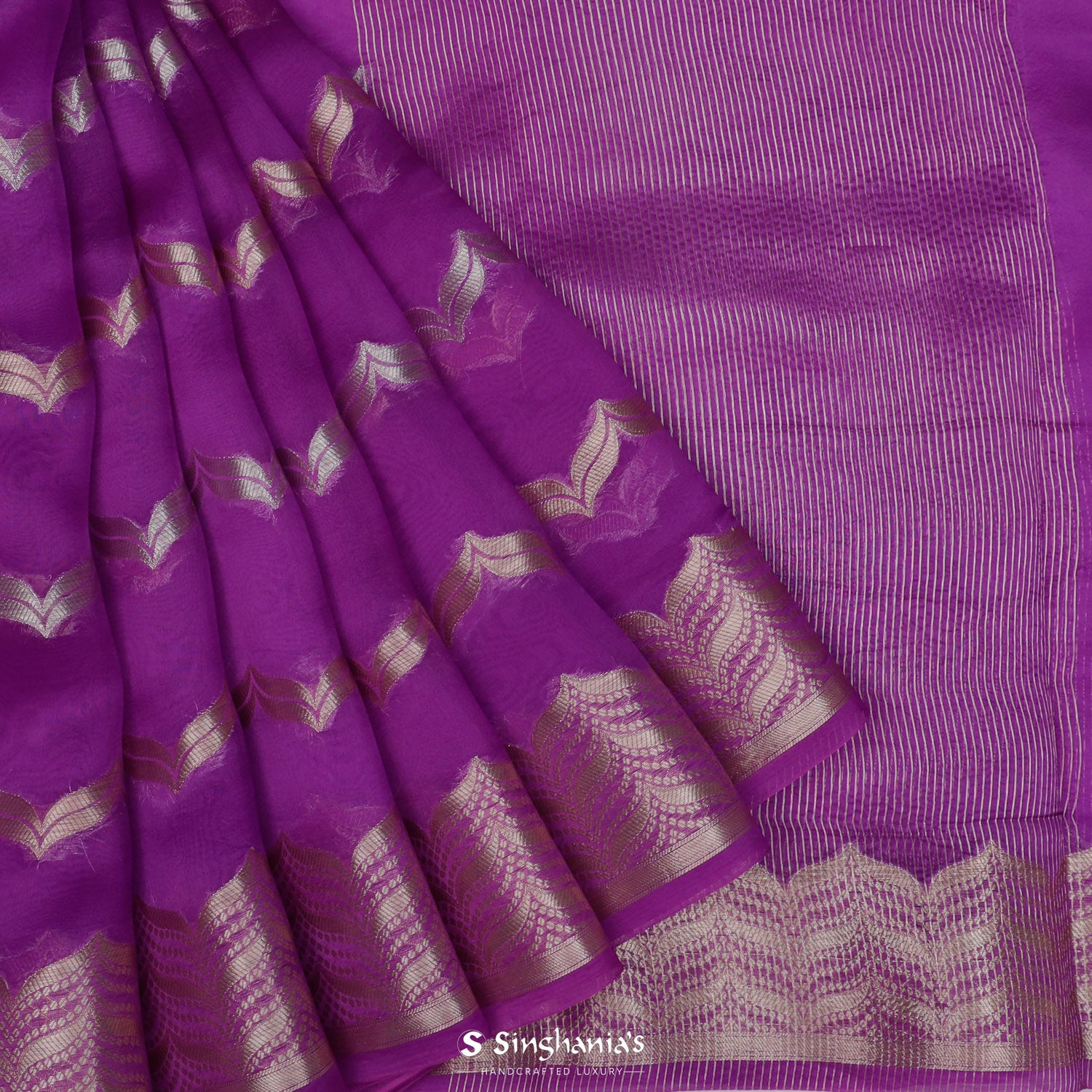 Palatinate Organza Saree With Banarasi Weaving